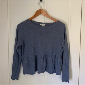 Madewell peplum crop top long sleeve women’s M